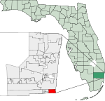 Map of Florida highlighting Hallandale